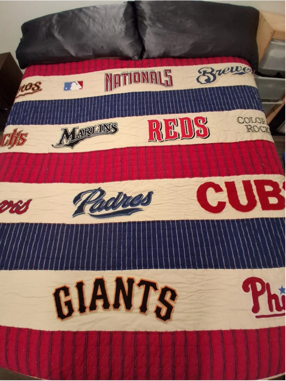 2008 POTTERY BARN KIDS x MLB Baseball Quilt Blanket Full Queen Multicolor Heavy